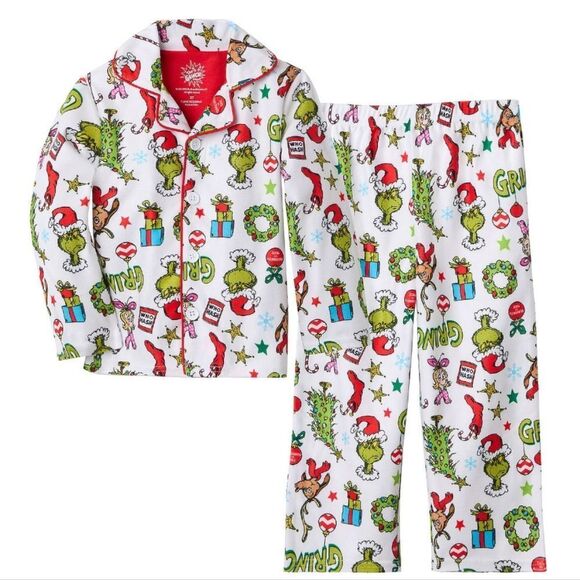Dr. Seuss How the Grinch Stole Christmas Allover Print Pajama Set - Picture 1 of 2